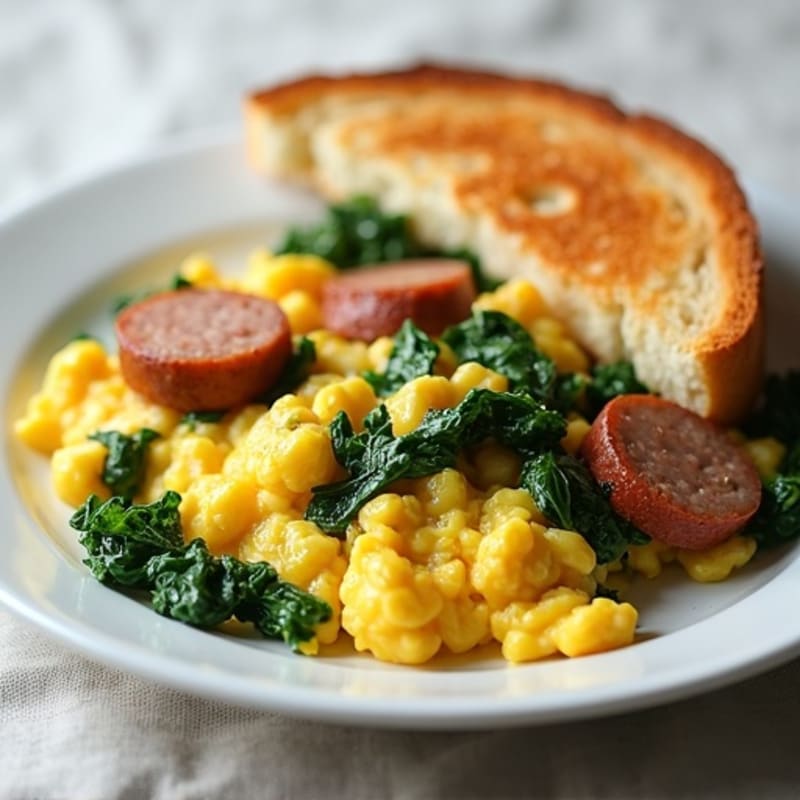 Egg White Scramble with Spinach and Turkey Sausage