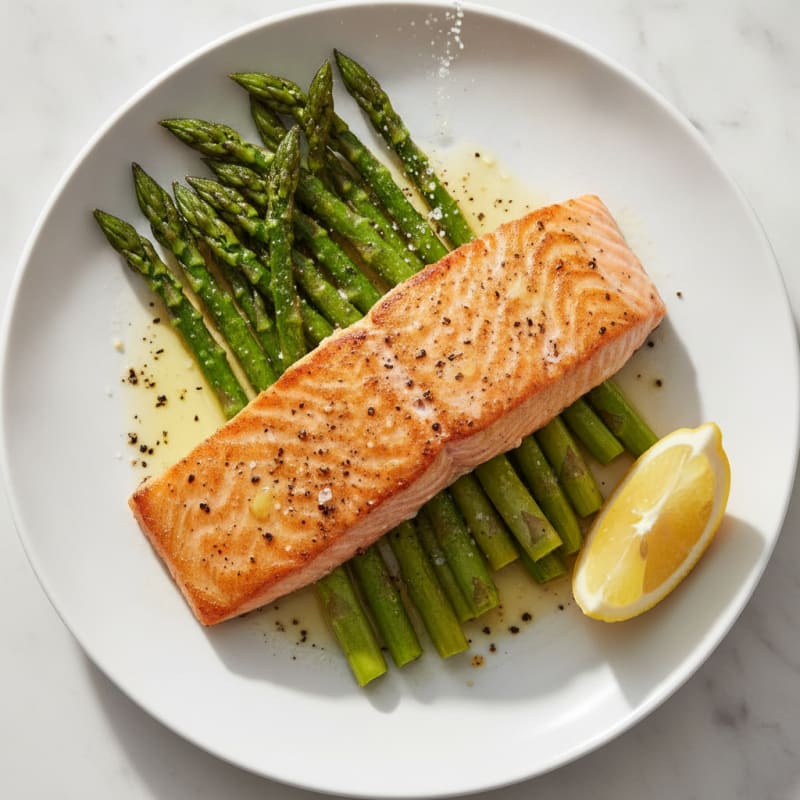 Pan-Seared Salmon with Roasted Asparagus