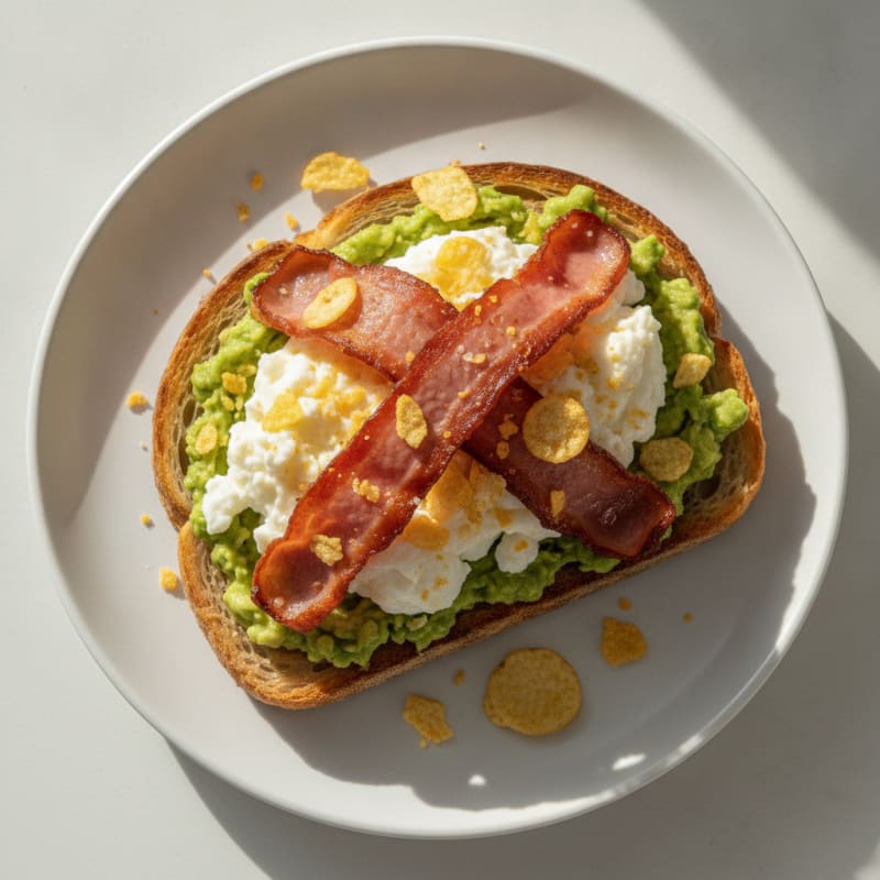 Egg and Turkey Rasher Sourdough Toast with Smashed Avocado