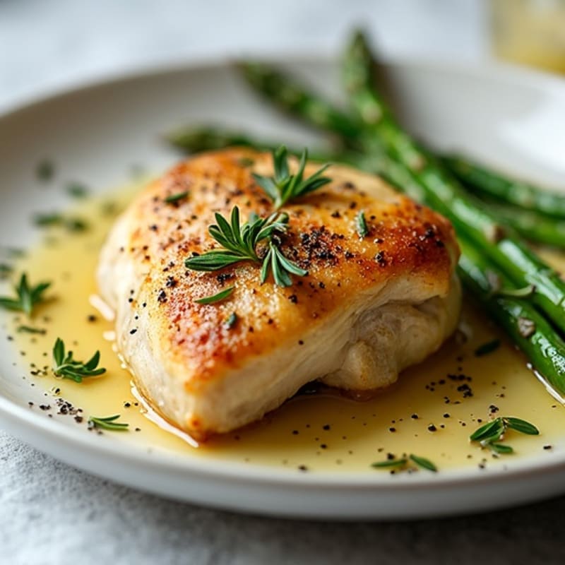 Lemon Herb Roasted Chicken with Crispy Roasted Asparagus