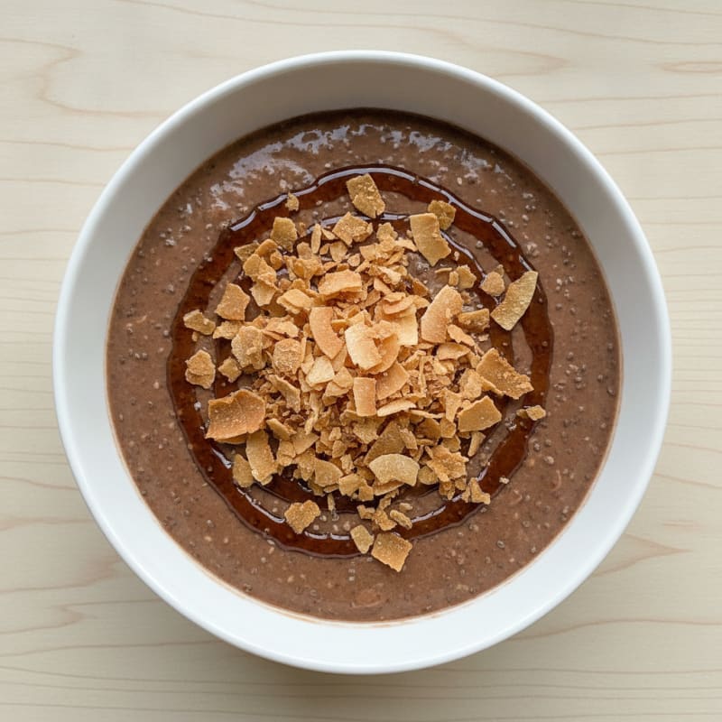 Chocolate Protein Pudding with Toasted Coconut