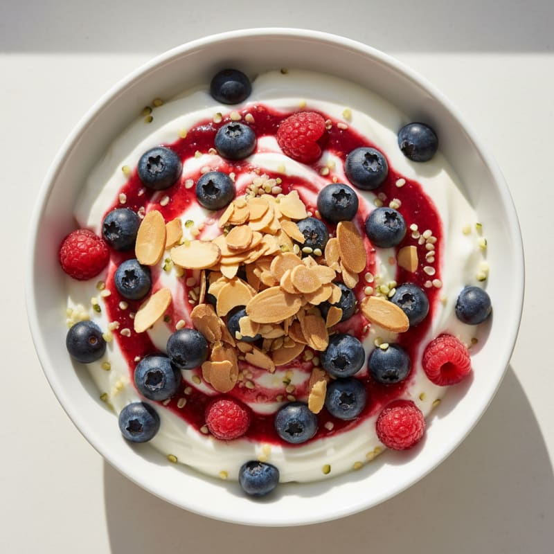 Greek Yogurt Protein Parfait with Berries and Almonds
