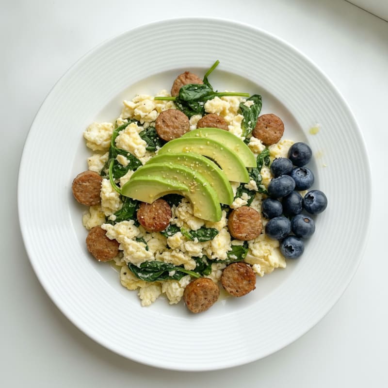 Egg White and Turkey Sausage Scramble with Spinach