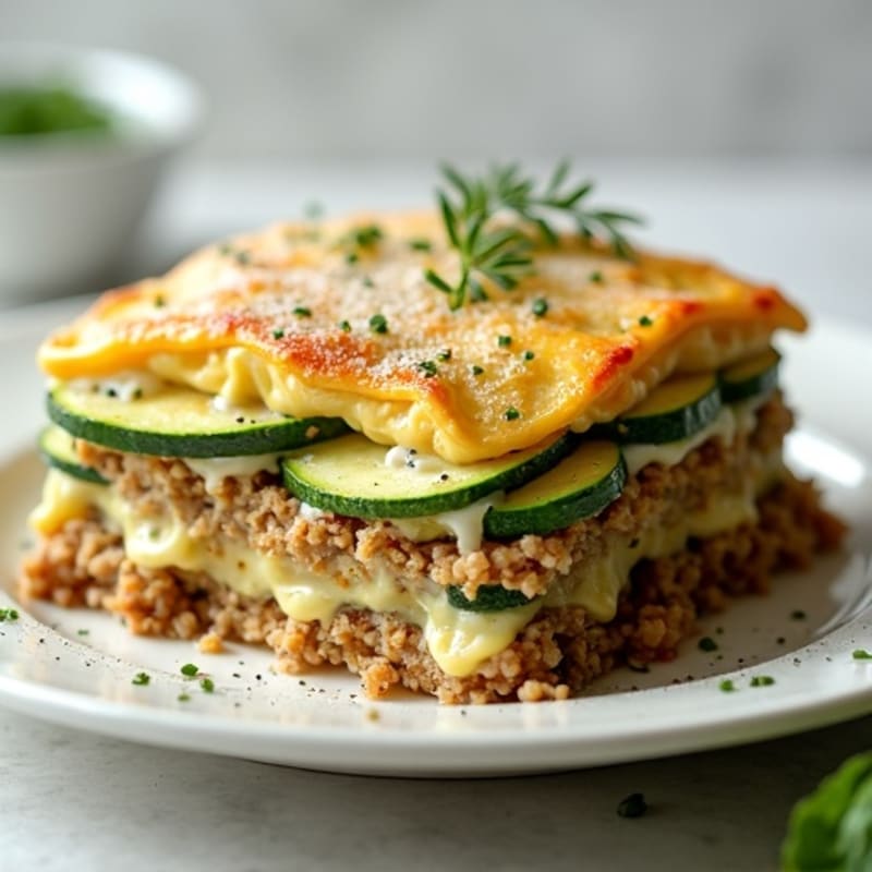 Creamy Ground Turkey and Zucchini Layer Bake