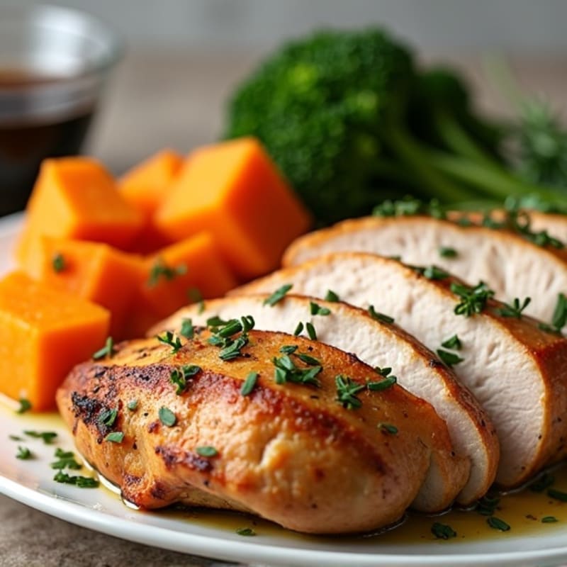 Herb-Roasted Turkey Breast with Garlic Sweet Potatoes