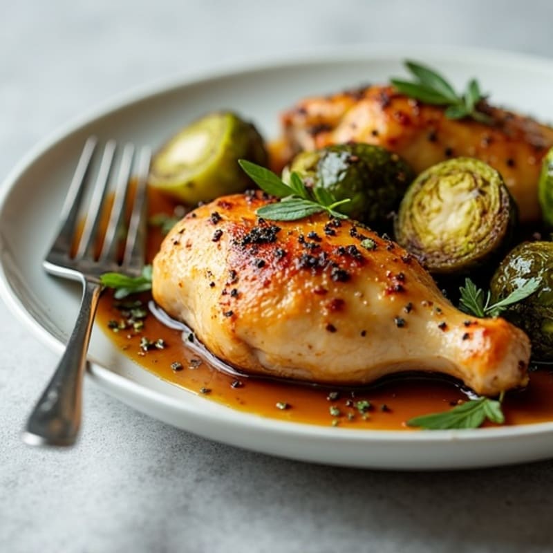 Herb-Roasted Chicken with Crispy Balsamic Brussels Sprouts