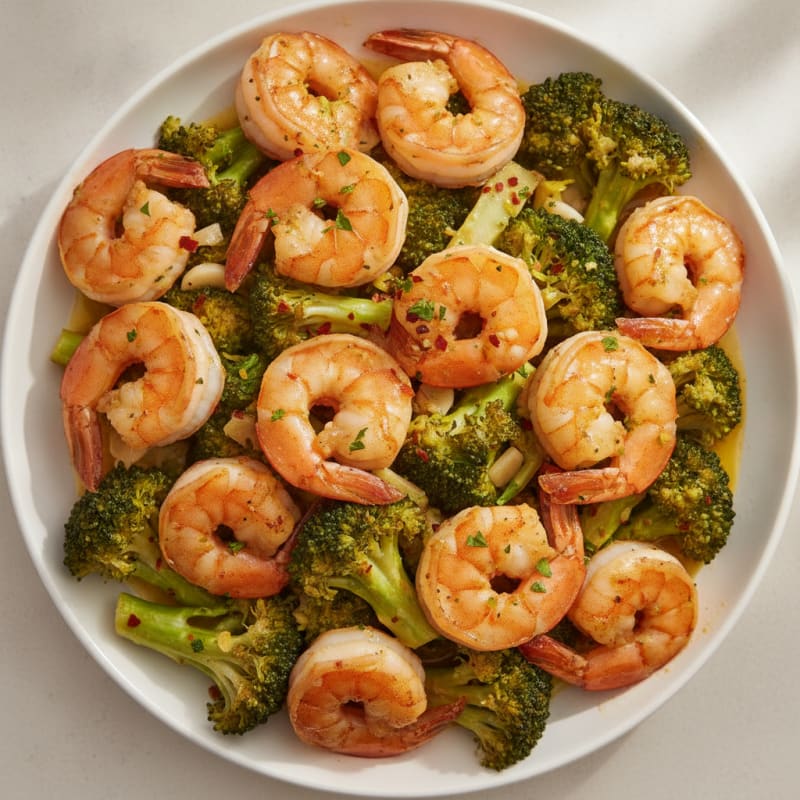 Lemon Garlic Shrimp with Steamed Broccoli