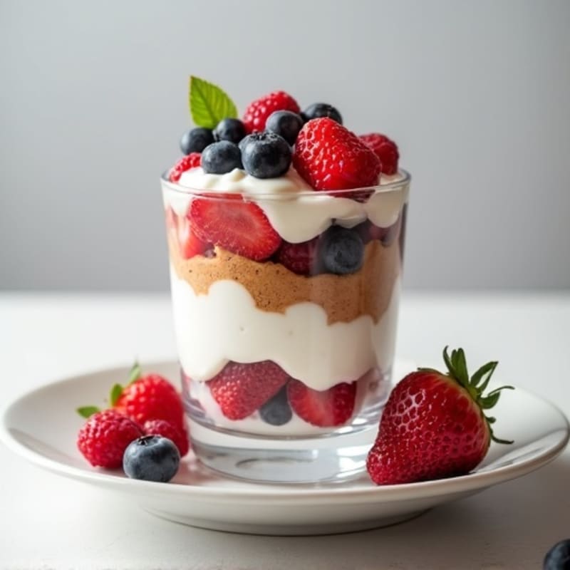 Greek Yogurt Protein Parfait with Mixed Berries and Almond Butter