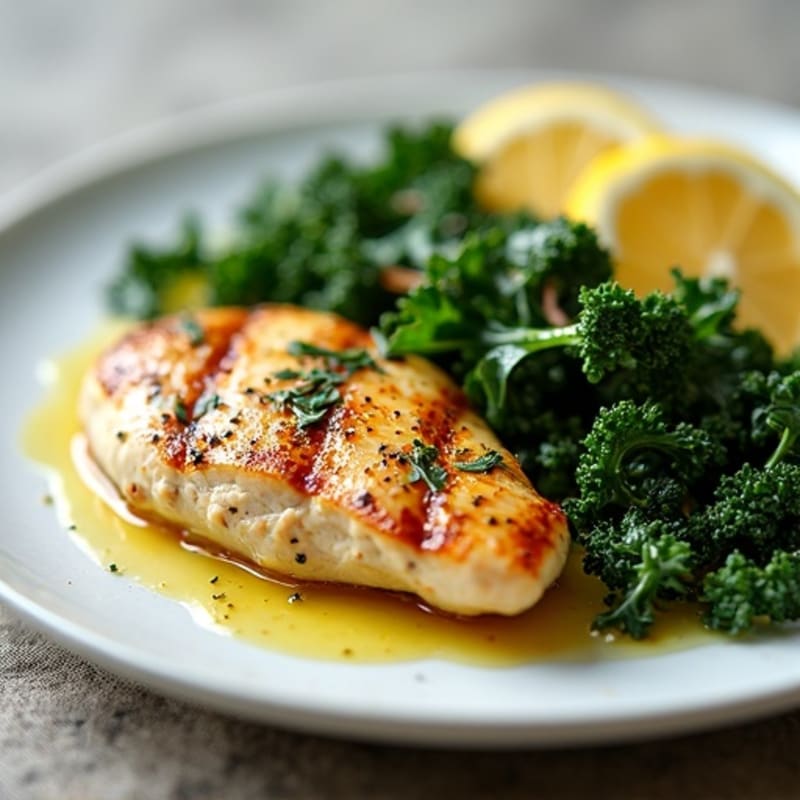 Pan-Seared Lemon Herb Chicken with Sautéed Greens
