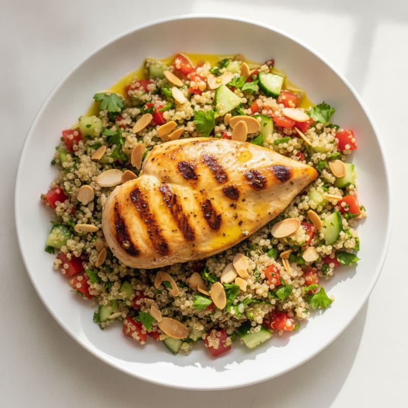Grilled Chicken Breast with Crunchy Quinoa Salad