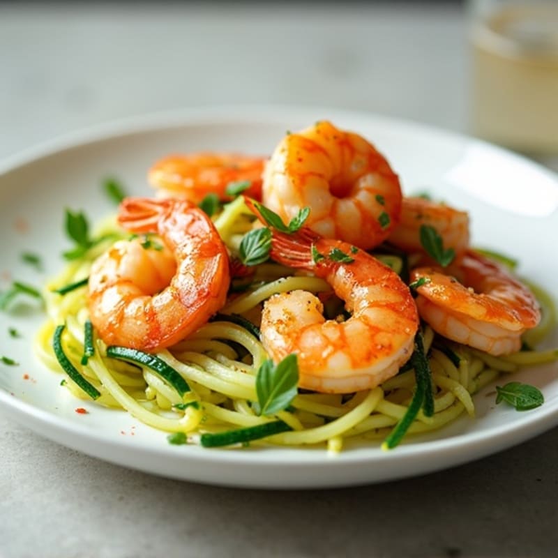 Garlic-Ginger Shrimp with Zucchini Noodles