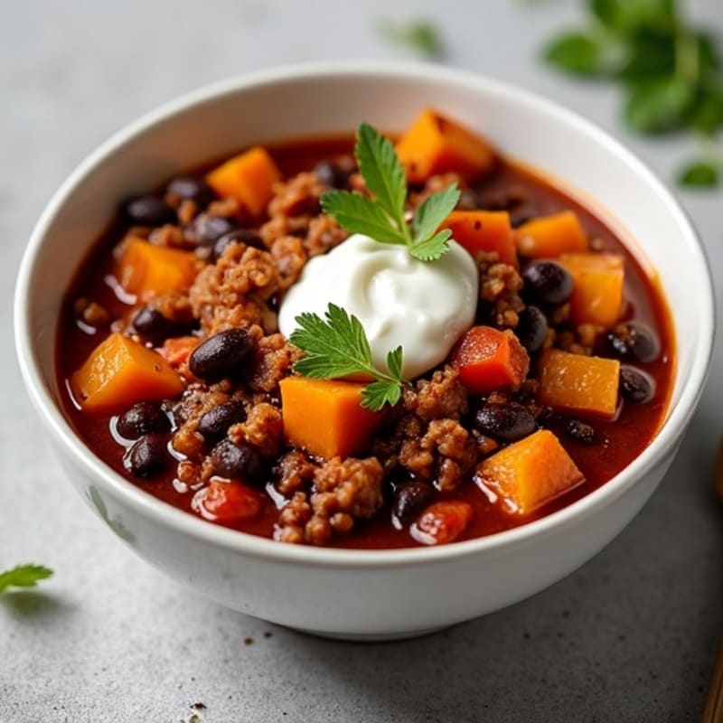 Smoky Black Bean Turkey Chili with Sweet Potatoes