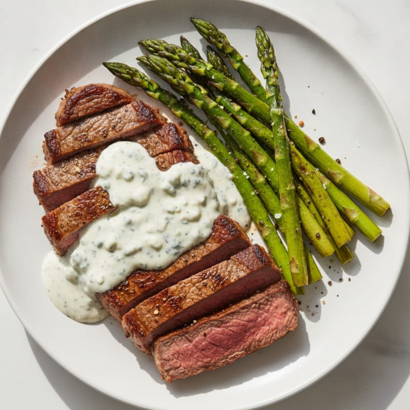 Flank Steak with Blue Cheese Sauce