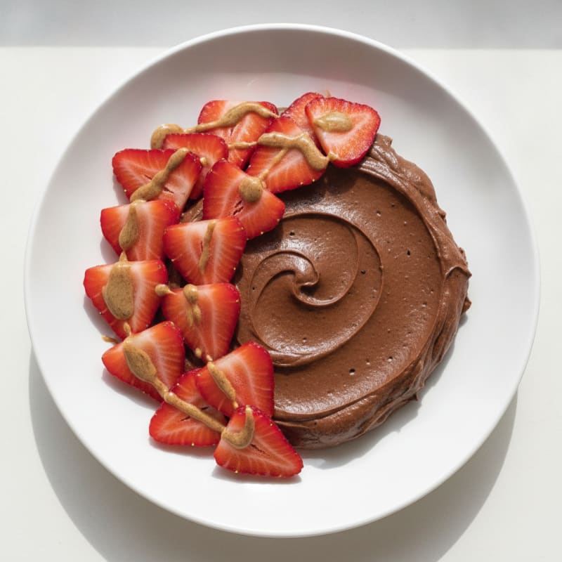 Silky Chocolate Protein Pudding with Sliced Strawberries