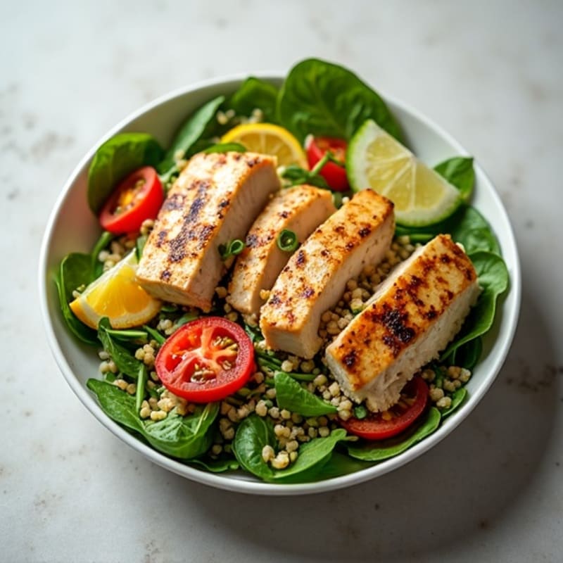 Grilled Chicken and Quinoa Salad with Fresh Spinach