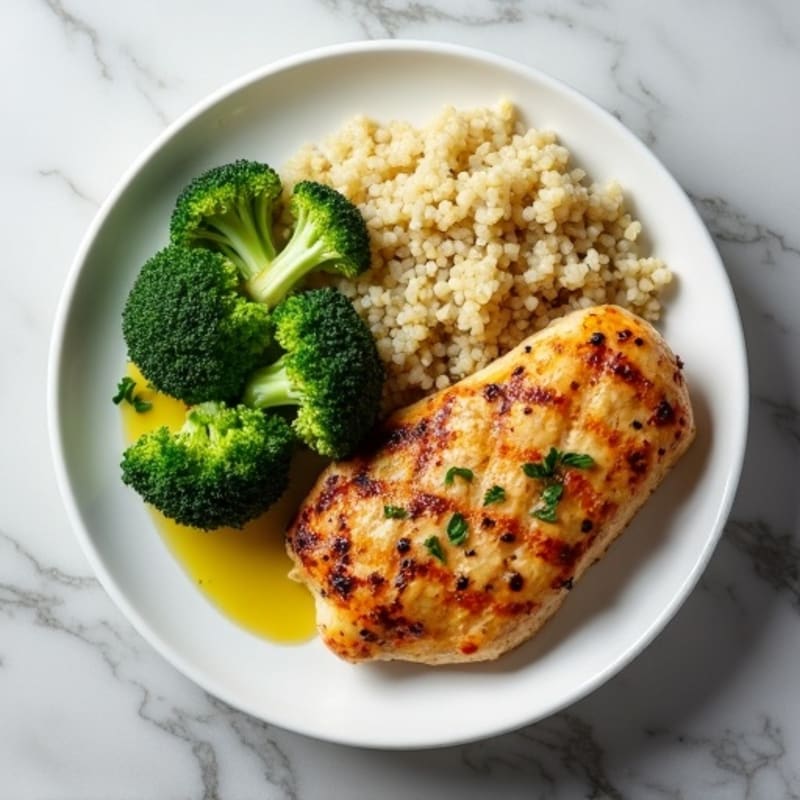Grilled Chicken Breast with Quinoa and Steamed Broccoli
