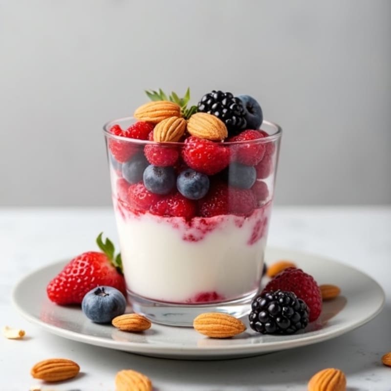 Greek Yogurt Protein Parfait with Mixed Berries and Almonds