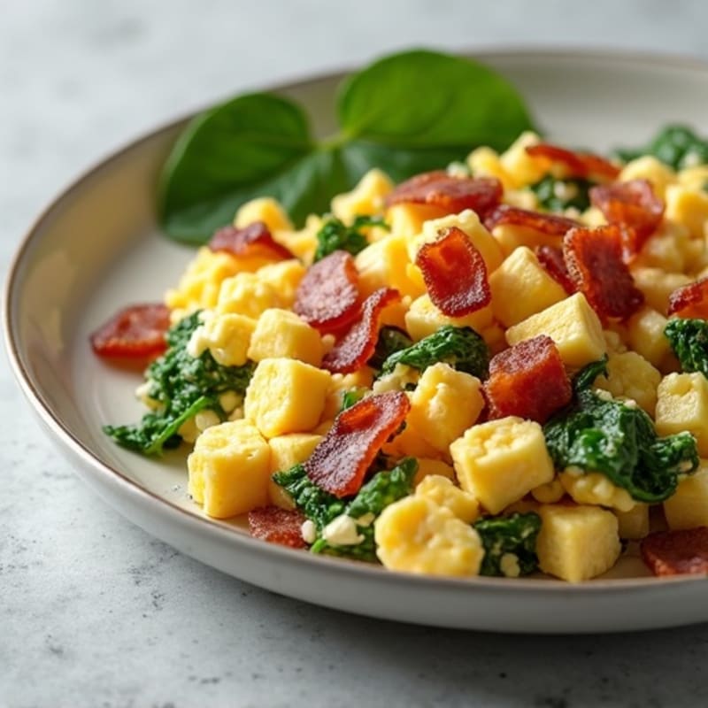 Cottage Cheese Scramble with Spinach and Turkey Bacon