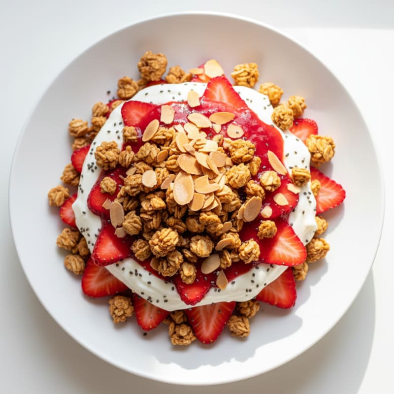 Strawberry Greek Yogurt Parfait with Protein Granola
