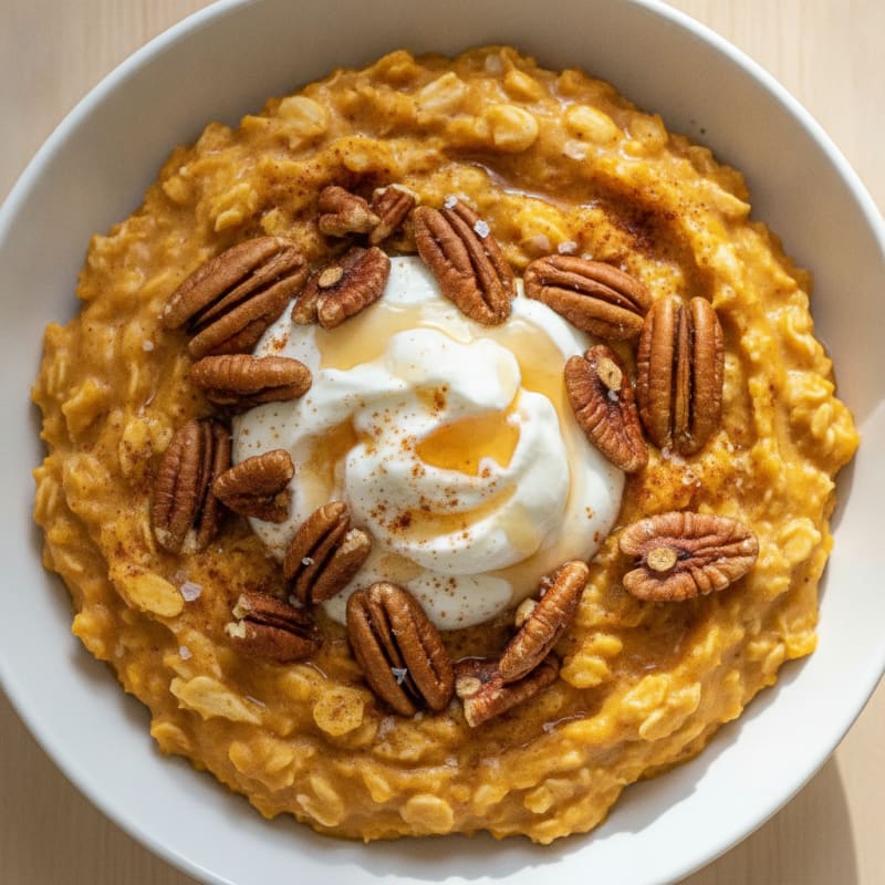 Pumpkin Spice Oatmeal with Toasted Pecans