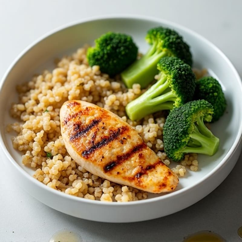 Grilled Chicken Breast with Quinoa and Steamed Broccoli