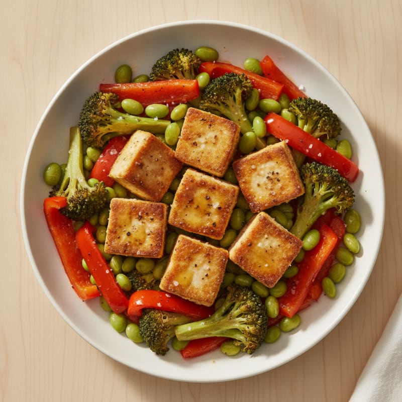 Pan-Seared Tofu with Roasted Vegetables