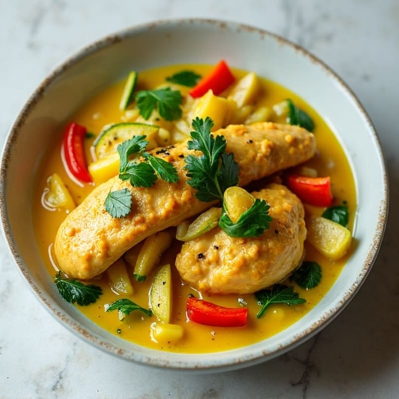Creamy Green Coconut Chicken Curry with Fresh Vegetables