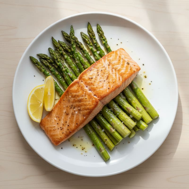 Pan-Seared Salmon with Roasted Asparagus