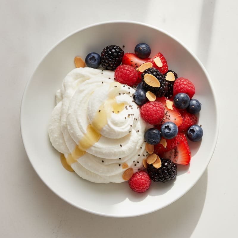 Greek Yogurt Protein Mousse with Mixed Berries