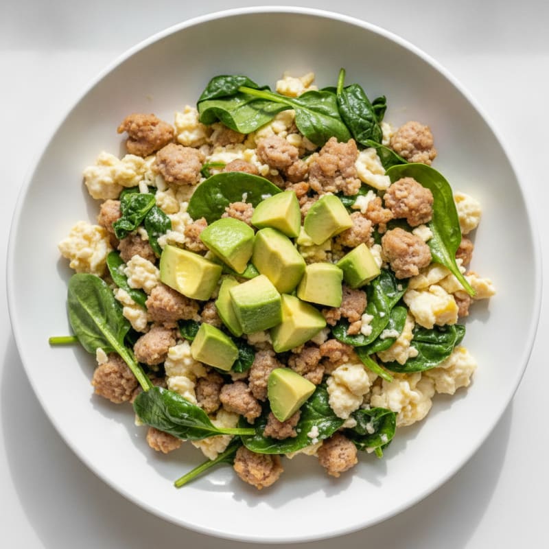 Egg White and Turkey Sausage Scramble with Spinach