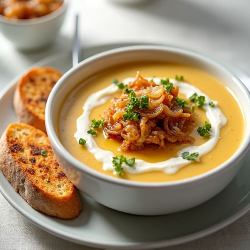 Lightened-Up French Onion Soup with Gruyere Crostini