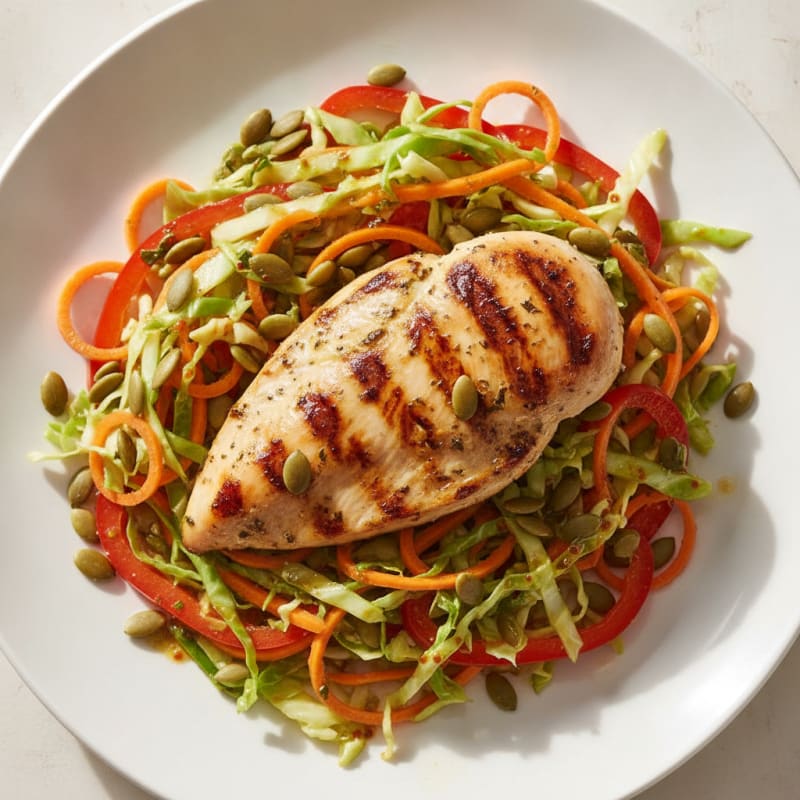 Grilled Chicken Breast with Crunchy Vegetable Slaw