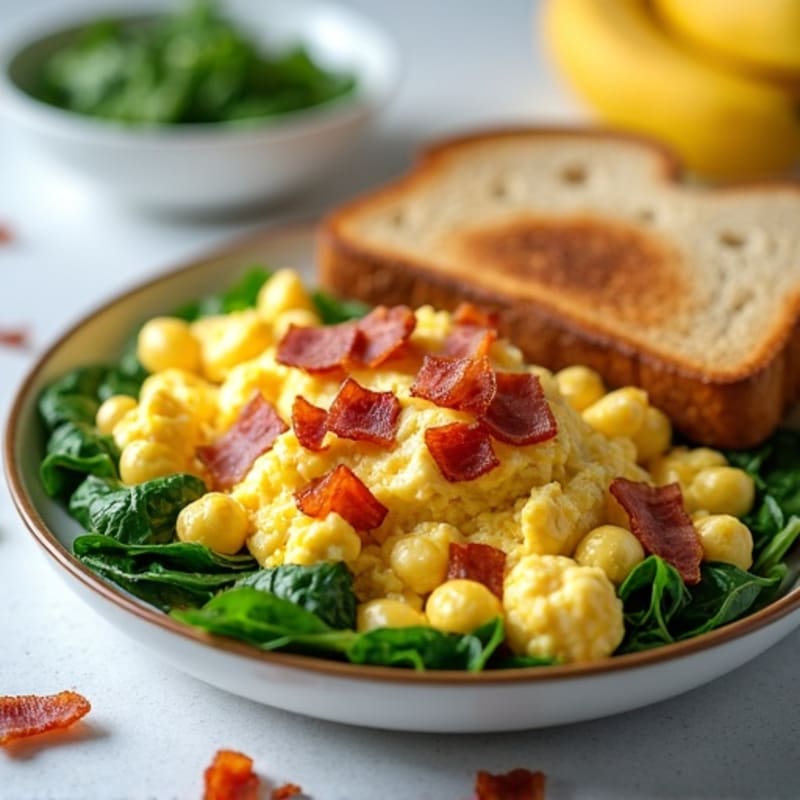 Egg White Scramble with Spinach and Turkey Bacon