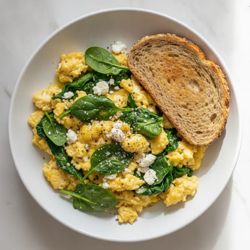Scrambled Eggs with Spinach and Feta