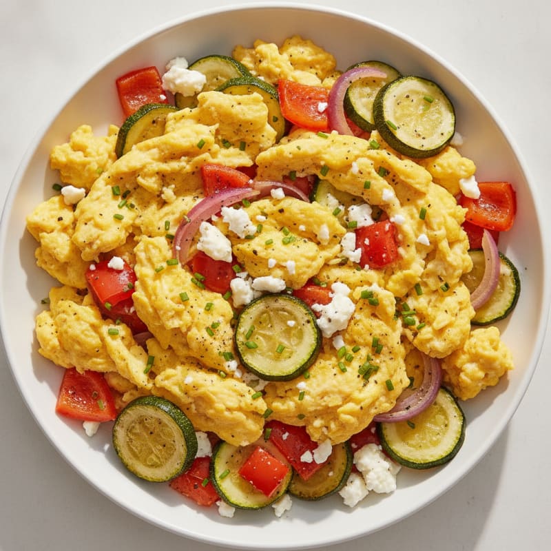 Hearty Scrambled Eggs with Roasted Vegetables