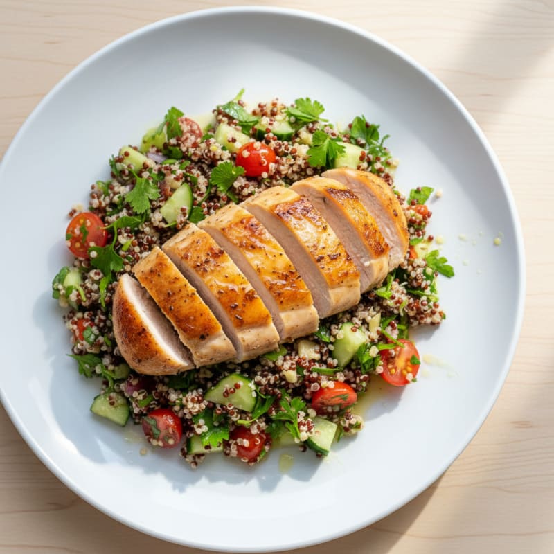 Herb-Roasted Chicken Breast with Quinoa Tabbouleh