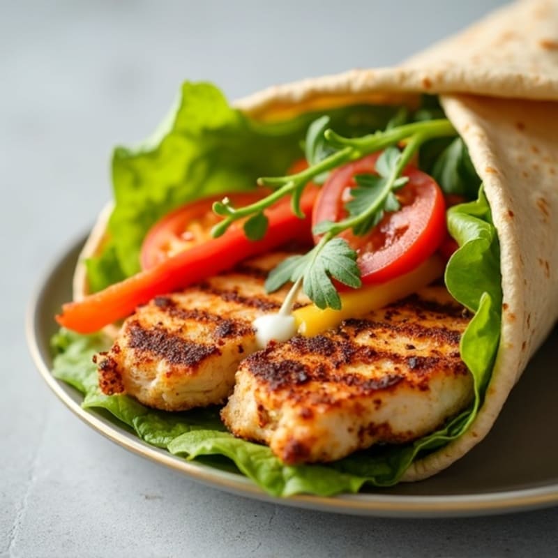 Crispy Grilled Chicken and Fresh Vegetable Wrap