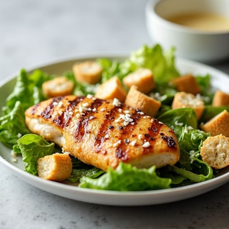 Grilled Chicken with Crispy Romaine Caesar Salad