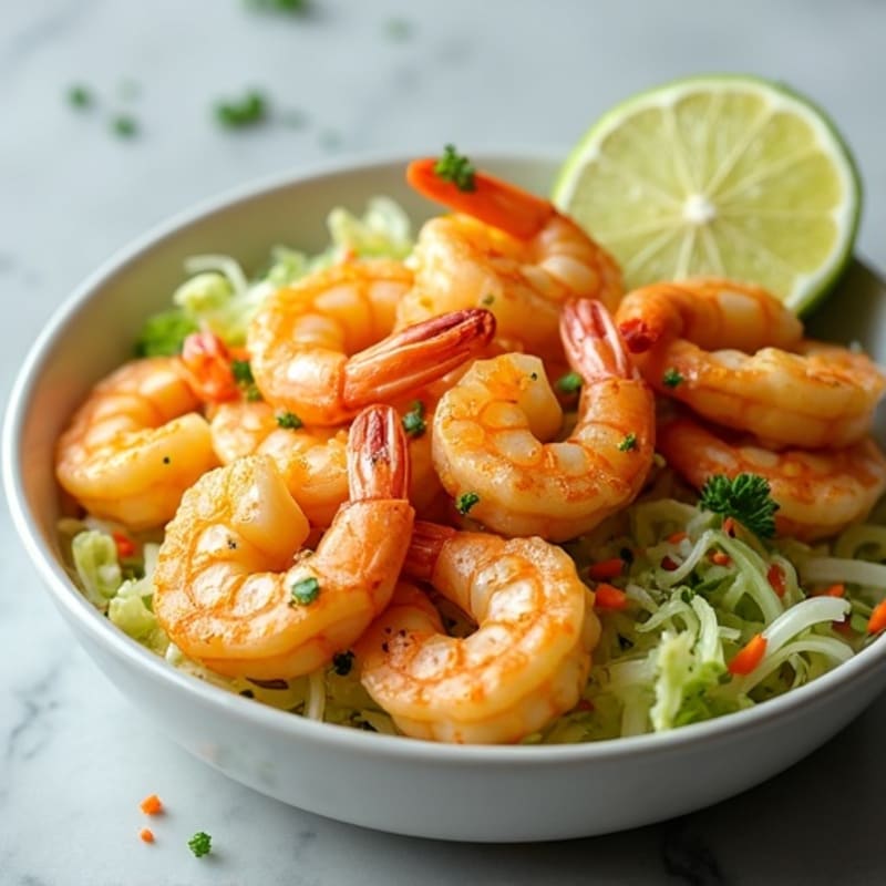 Pan-Seared Citrus-Chili Shrimp with Fresh Cabbage Slaw