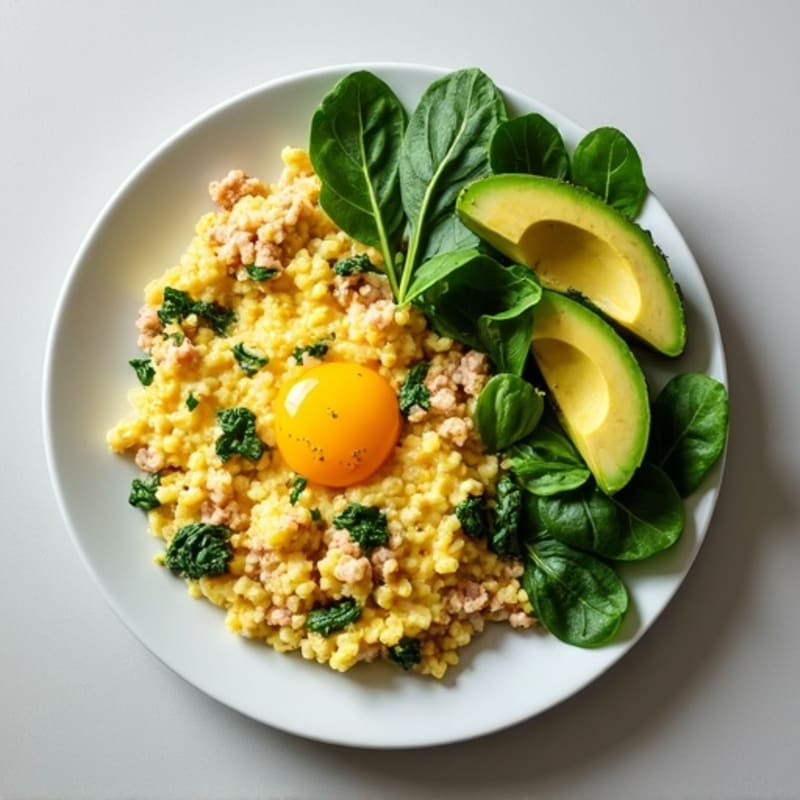 Egg White and Turkey Spinach Scramble