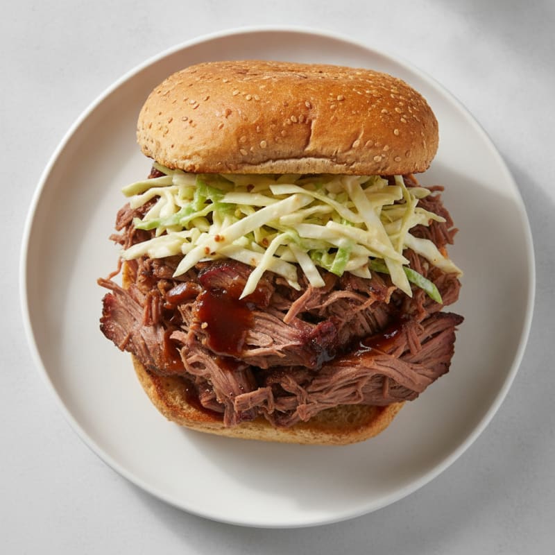 Smoky Brisket Sandwich with Tangy Slaw