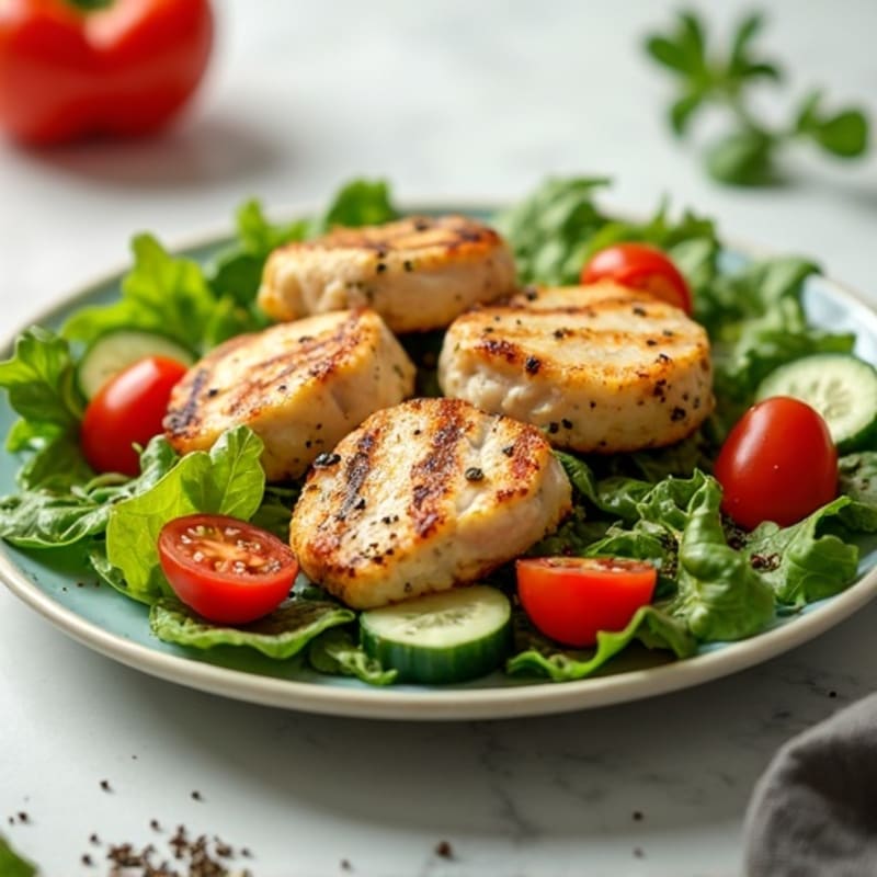 Herb-Grilled Chicken Breast Bites with Fresh Vegetable Salad