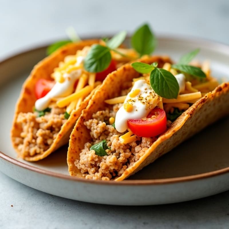 Lean Ground Turkey Crispy Tacos with Cheesy Whole Wheat Wrap and Creamy Chipotle Drizzle