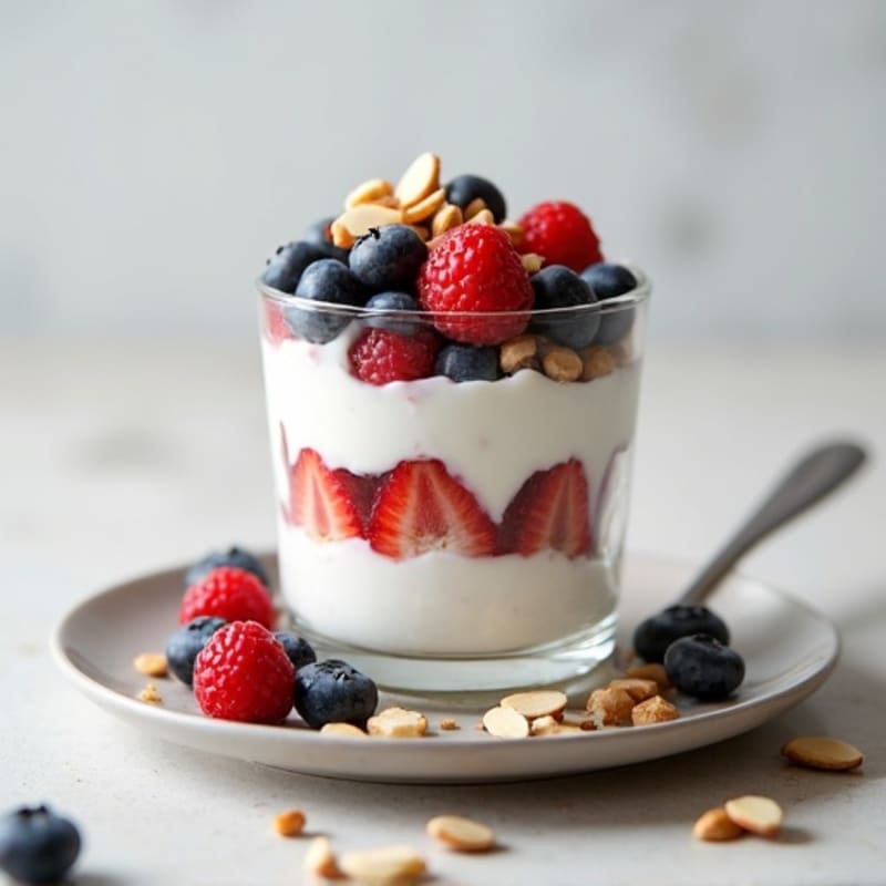 Greek Yogurt Berry Parfait with Almond Crunch
