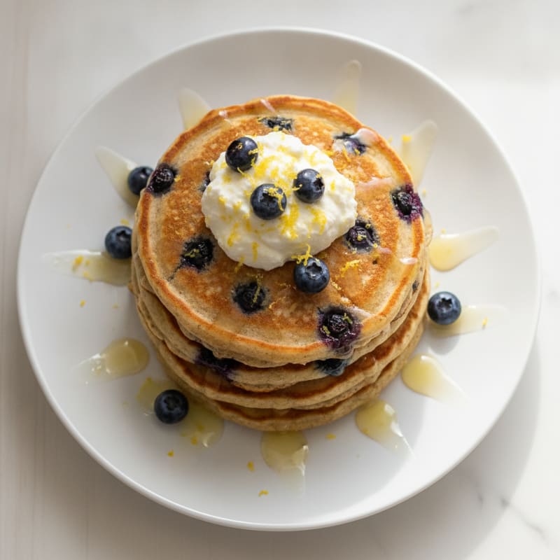 Blueberry Ricotta Pancakes with Lemon Zest