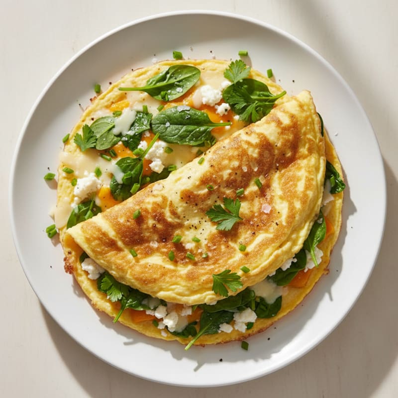 Fluffy Three-Cheese Herb Omelette