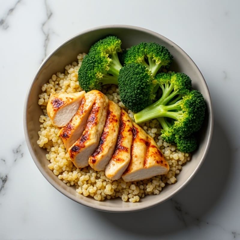 Grilled Chicken and Quinoa Bowl with Roasted Broccoli