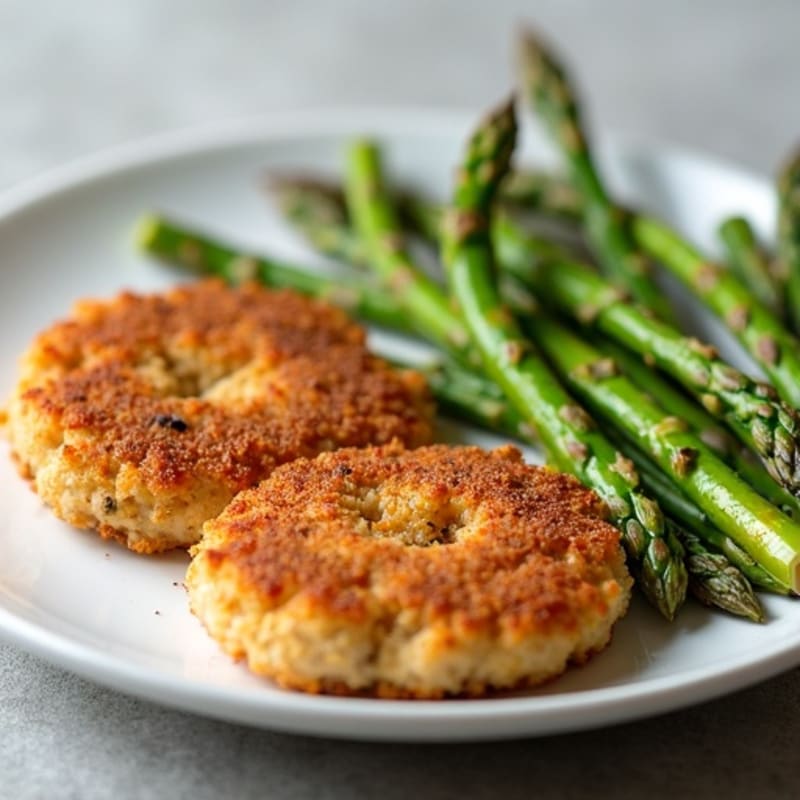 Crispy Chicken Patties with Roasted Asparagus