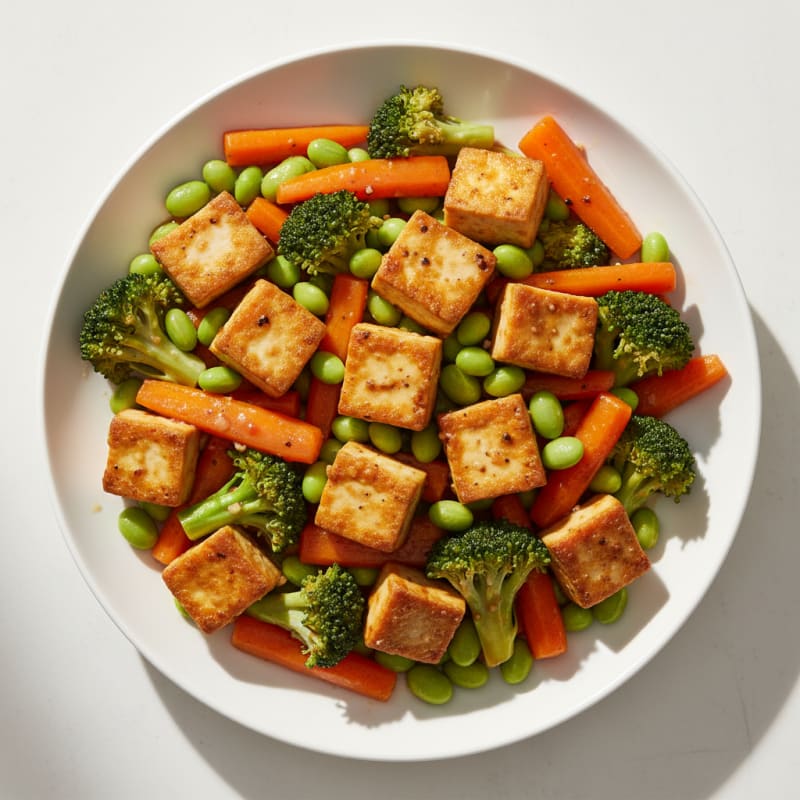 Pan-Seared Tofu with Glazed Vegetables