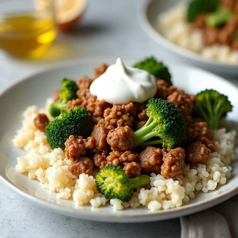 Ground Beef and Broccoli Stir Fry with Cauliflower Rice